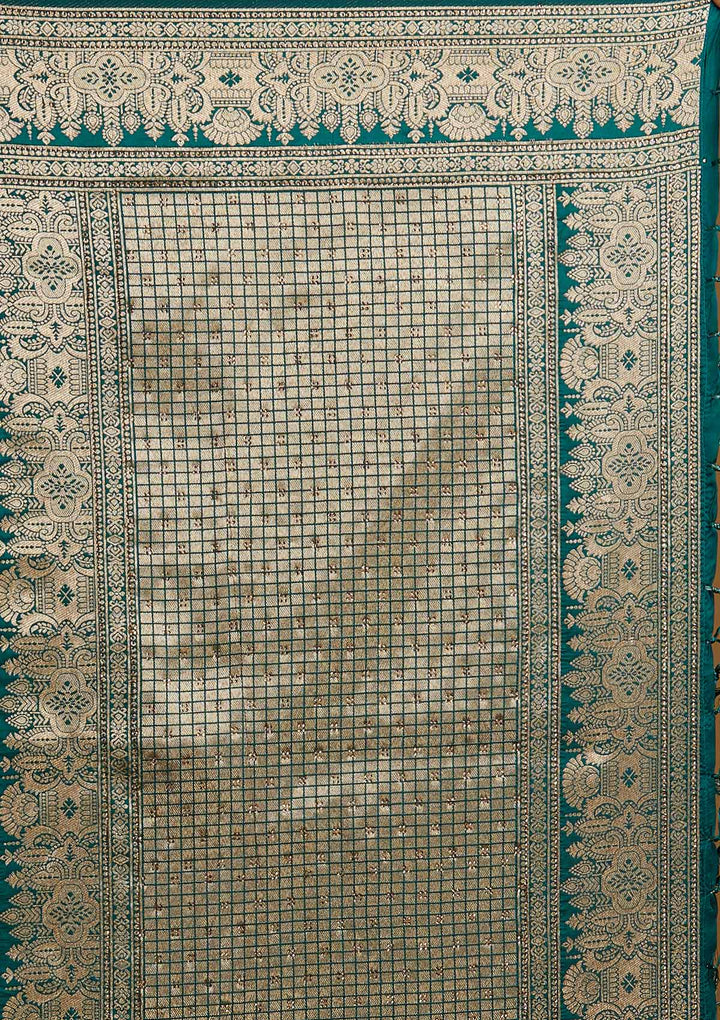 Bottle Green Zariwork Banarasi Designer Saree - Koskii