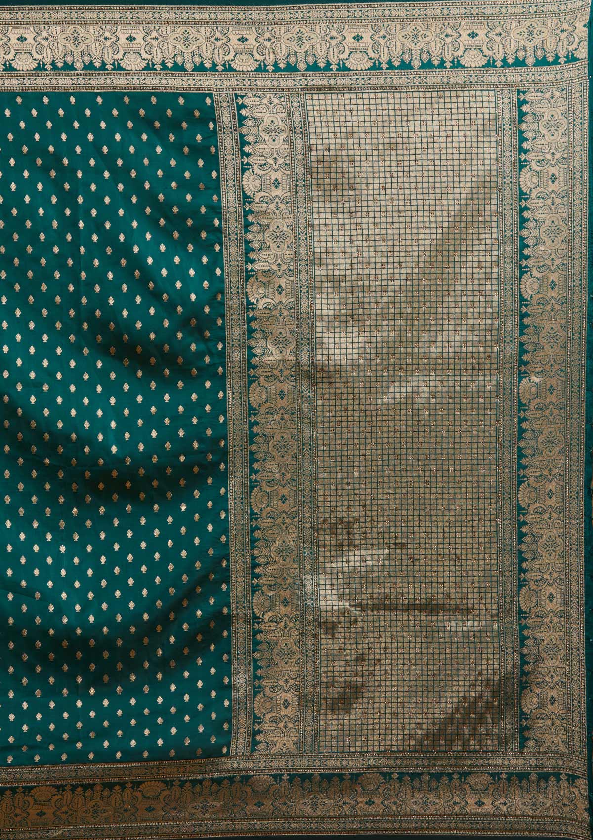 Bottle Green Zariwork Banarasi Designer Saree - Koskii