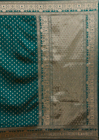 Bottle Green Zariwork Banarasi Designer Saree - Koskii