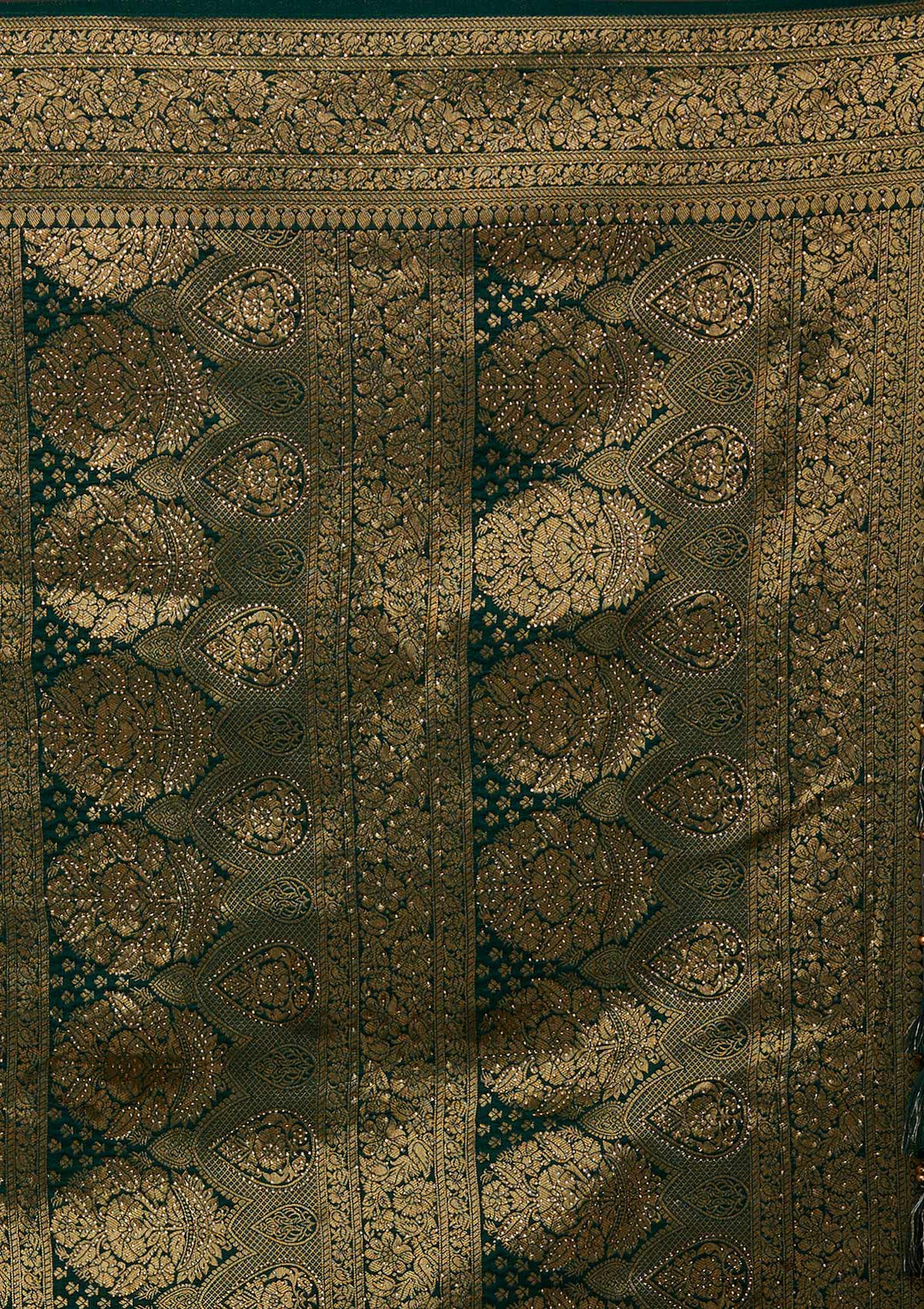 Bottle Green Zariwork Banarasi Designer Saree - Koskii