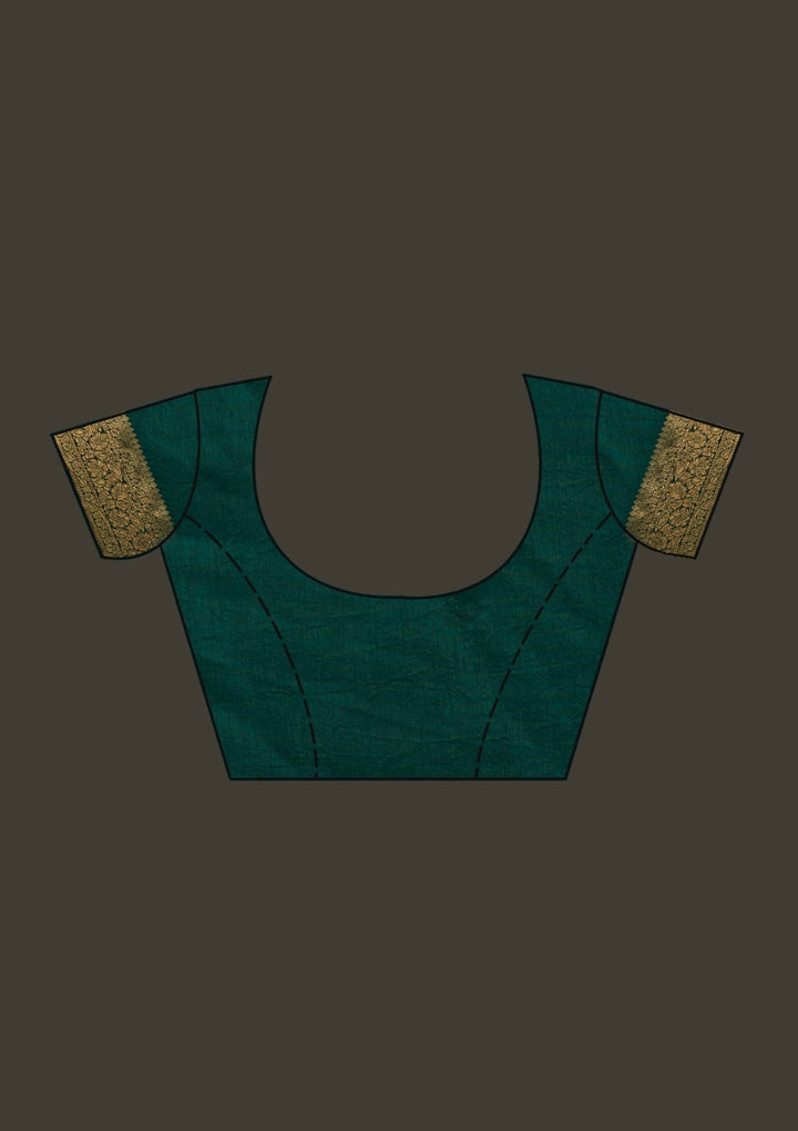 Bottle Green Zariwork Banarasi Designer Saree - Koskii
