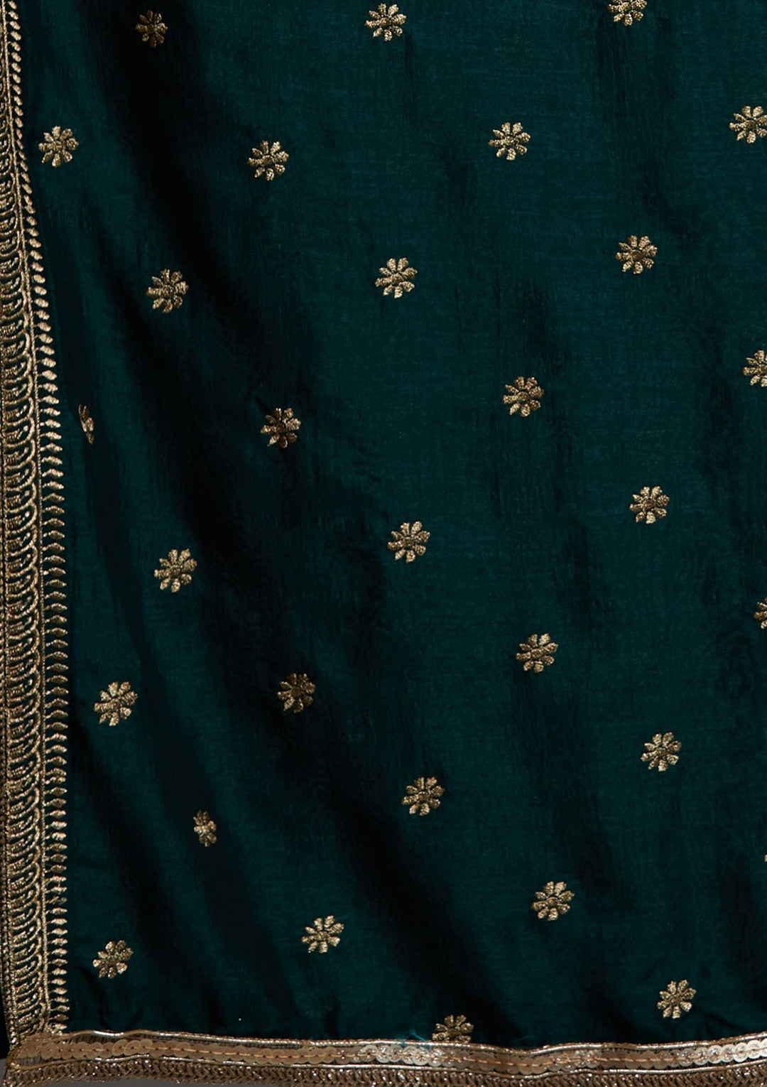 Bottle Green Zariwork Raw Silk Designer Salwar Suit-Koskii