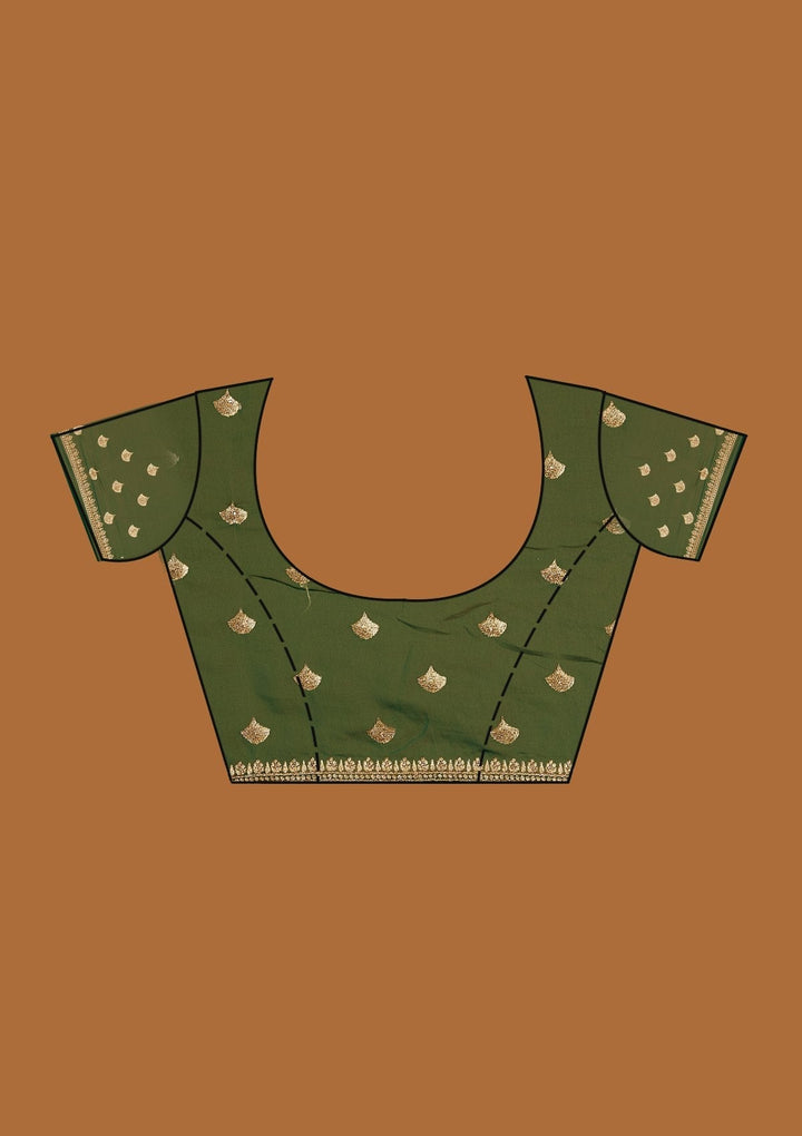 Bottle Green Zariwork Georgette Designer Saree - Koskii