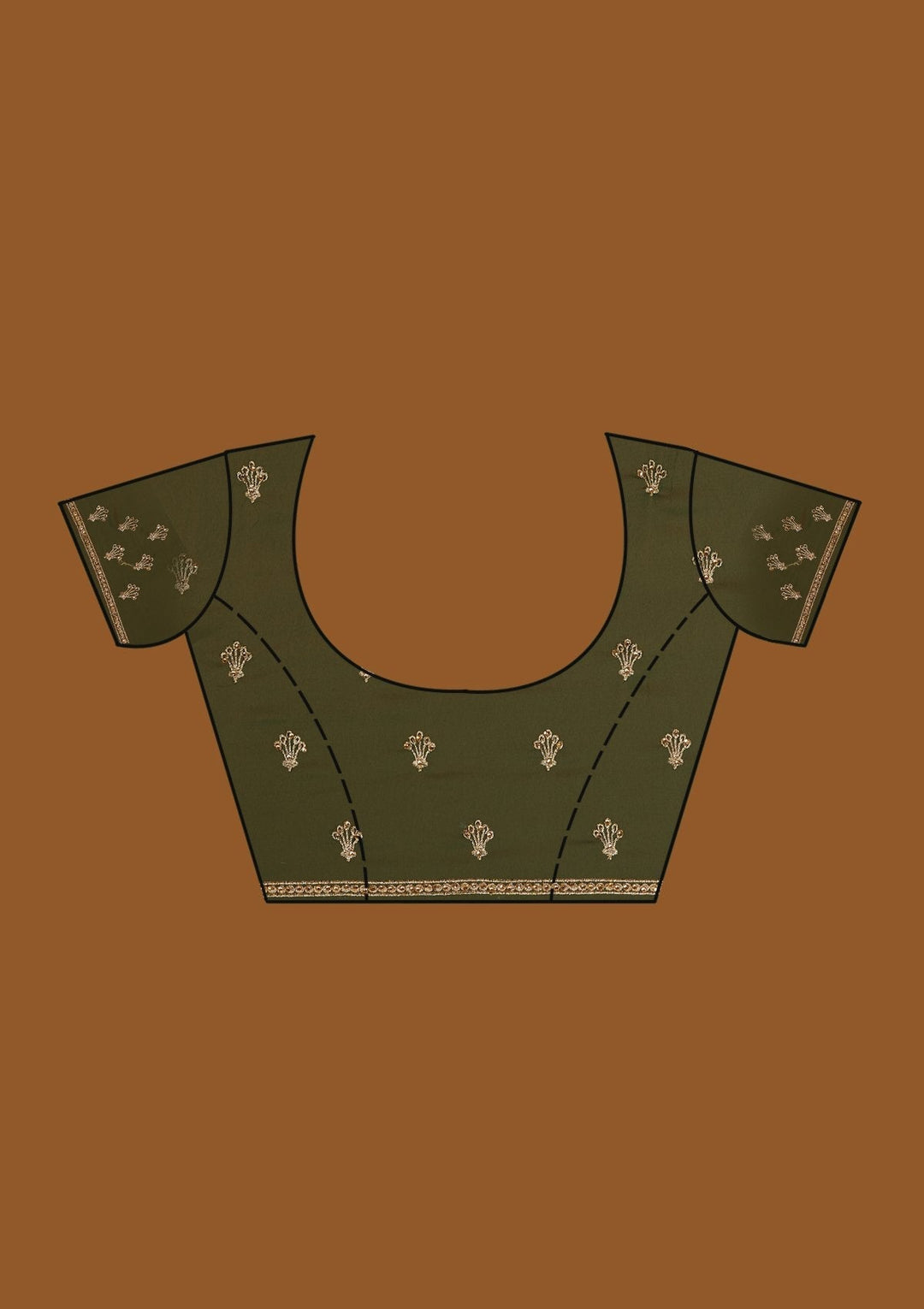 Bottle Green Zariwork Georgette Designer Saree - Koskii