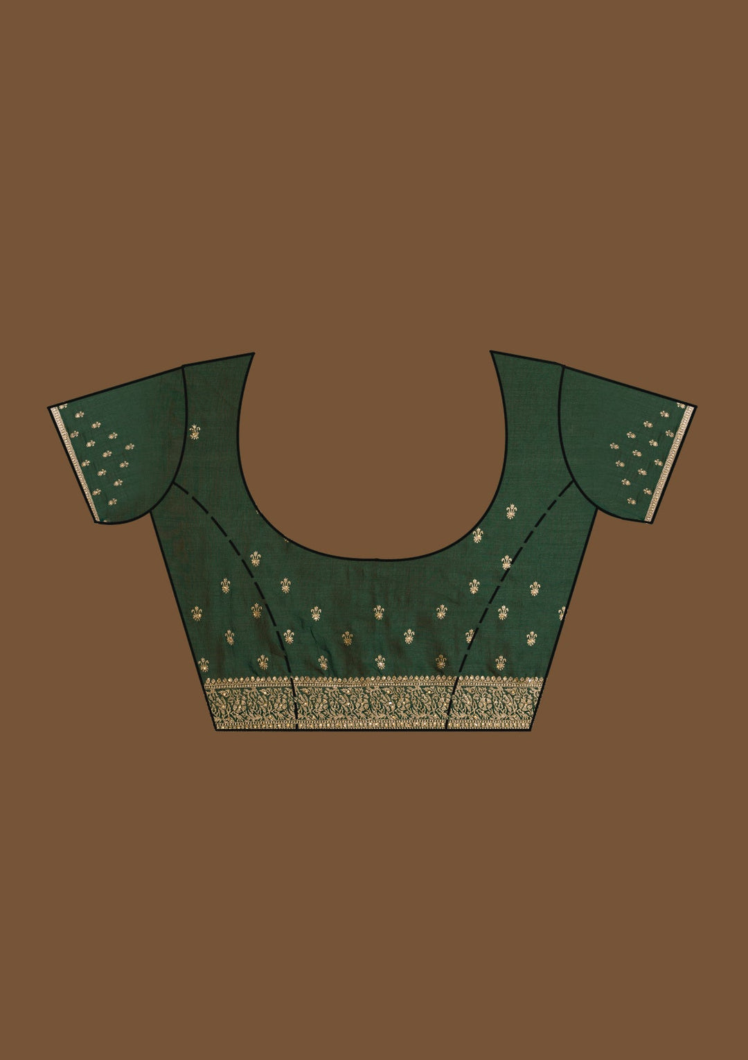 Bottle Green Zariwork Georgette Saree-Koskii