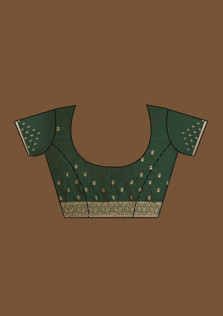 Bottle Green Zariwork Georgette Saree-Koskii