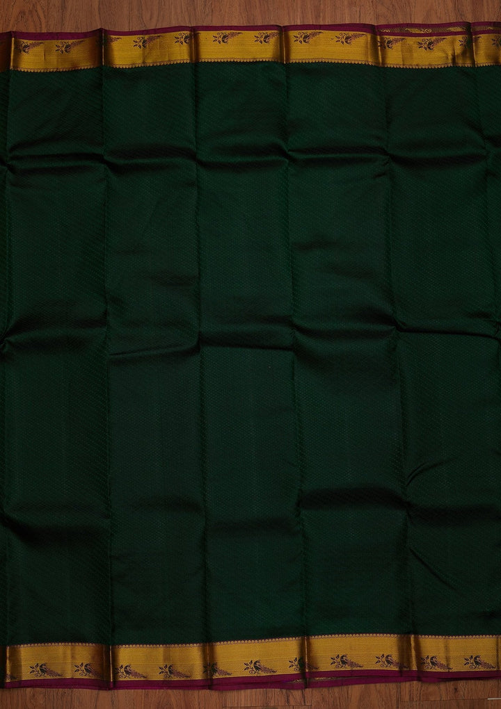 Bottle Green Zariwork Pure Silk Designer Saree - koskii