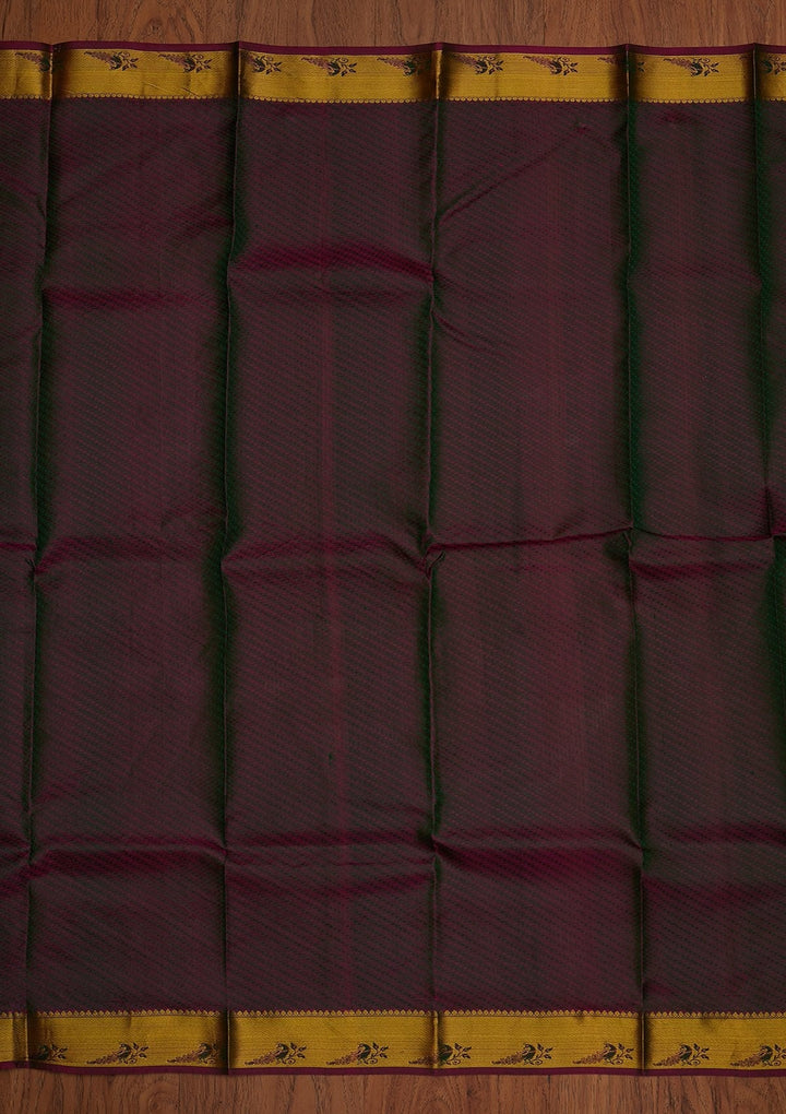 Bottle Green Zariwork Pure Silk Designer Saree - koskii