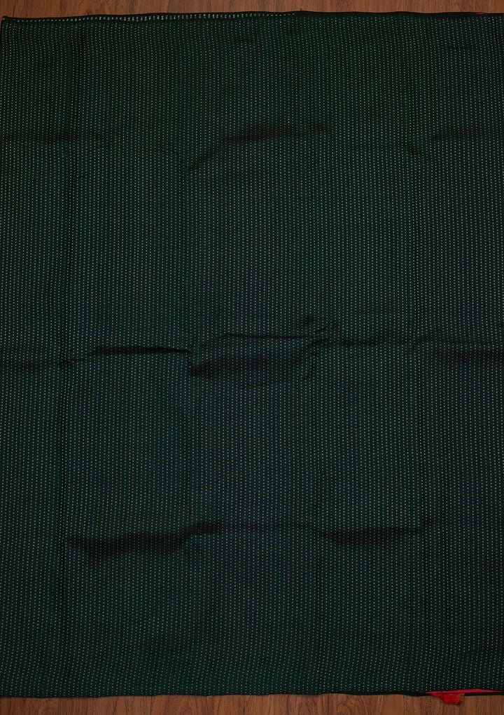 Bottle Green Zariwork Pure Silk Designer Saree - koskii