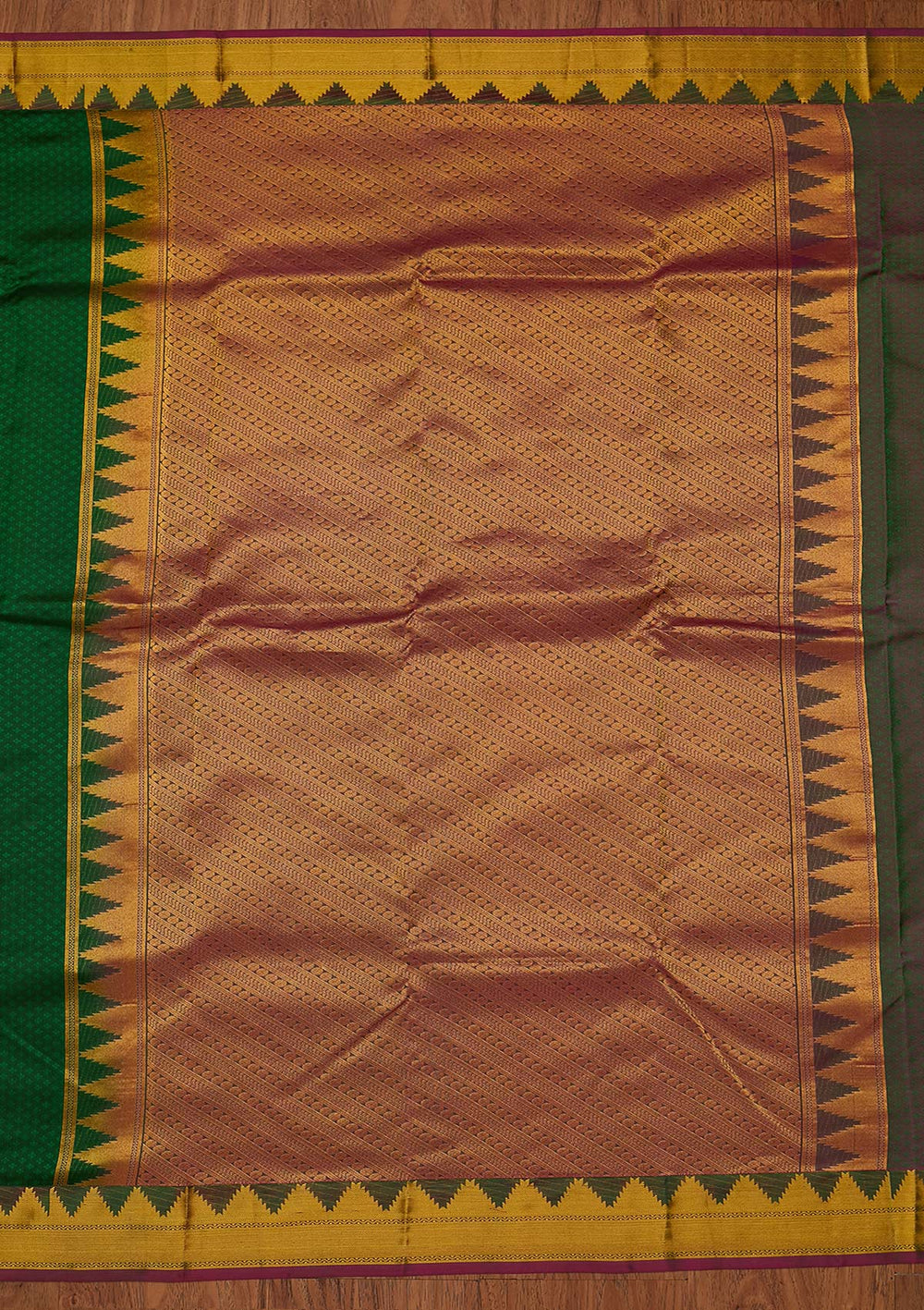 Bottle Green Zariwork Pure Silk Designer Saree - koskii
