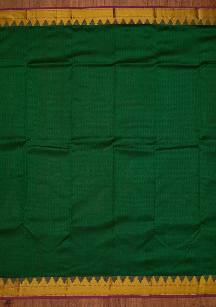 Bottle Green Zariwork Pure Silk Designer Saree - koskii