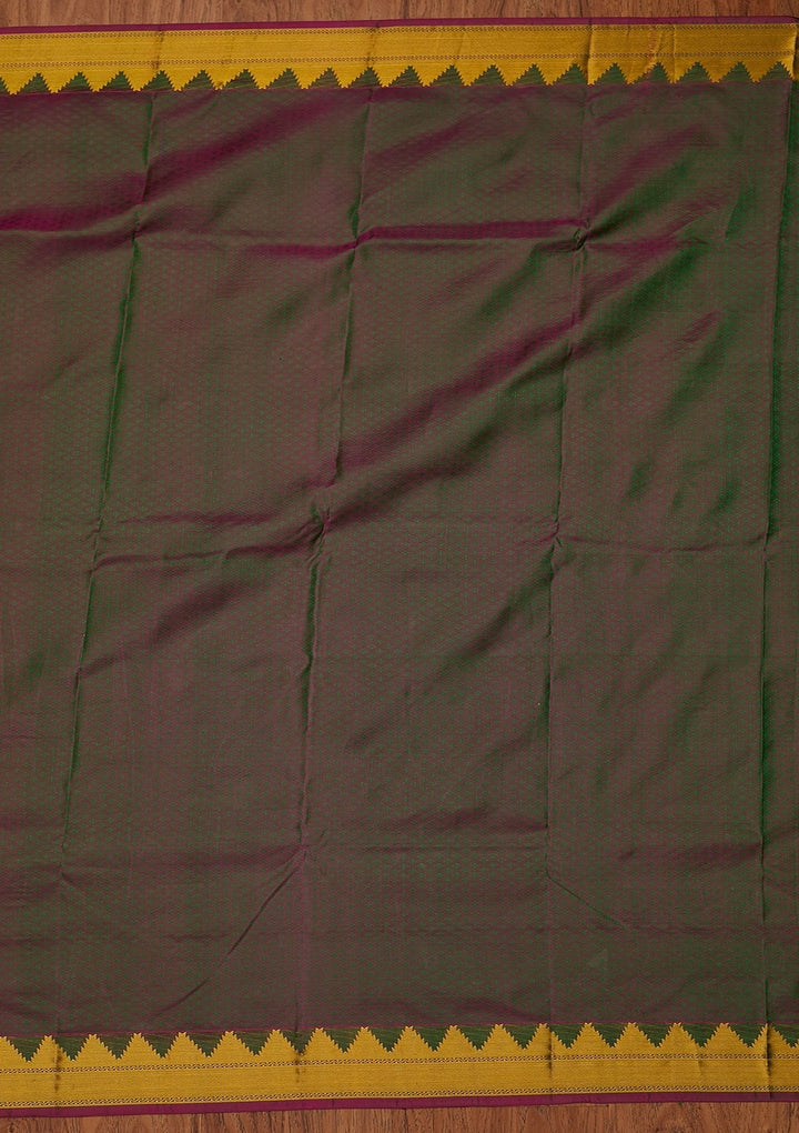 Bottle Green Zariwork Pure Silk Designer Saree - koskii