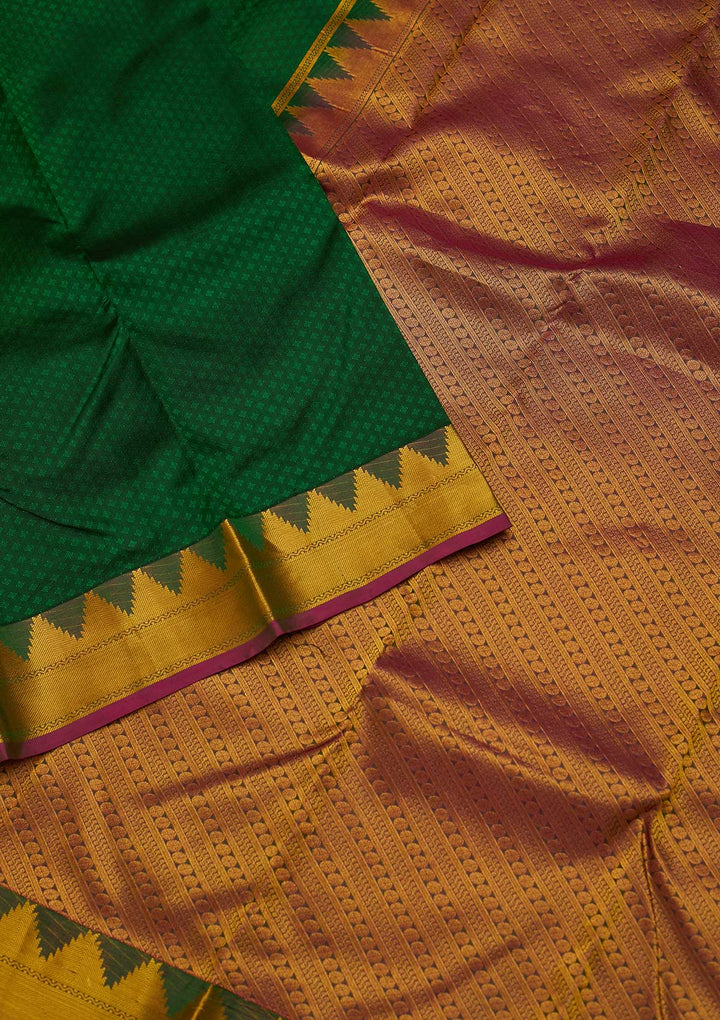 Bottle Green Zariwork Pure Silk Designer Saree - koskii