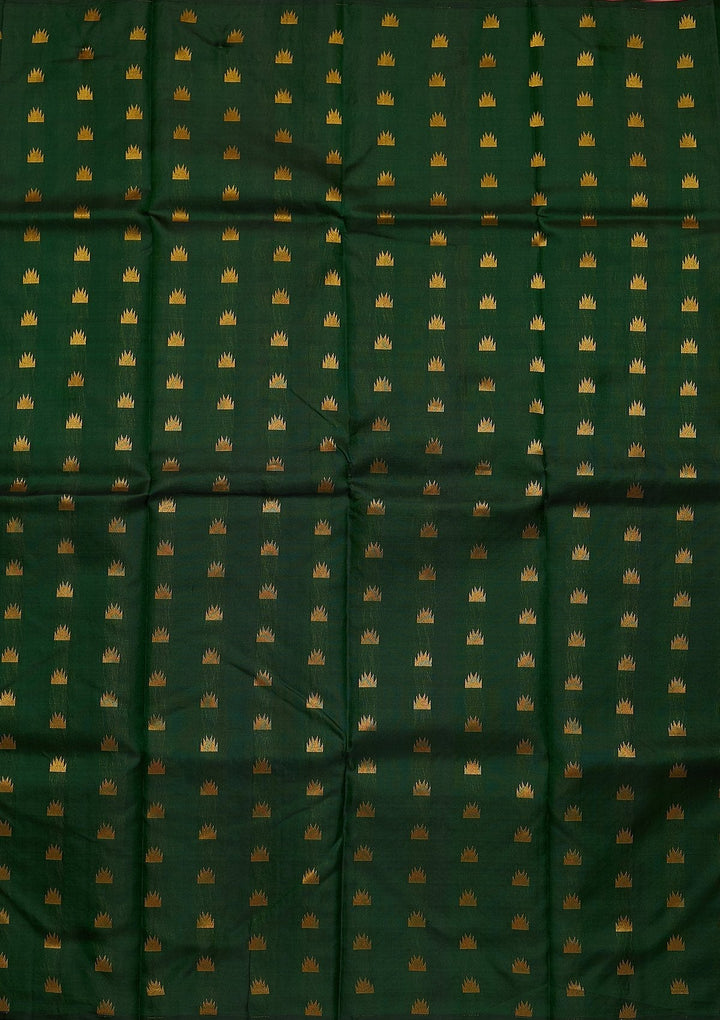 Bottle Green Zariwork Pure Silk Designer Saree - koskii