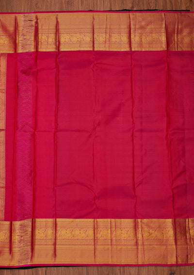 Bottle Green Zariwork Pure Silk Designer Unstitched Saree - Koskii