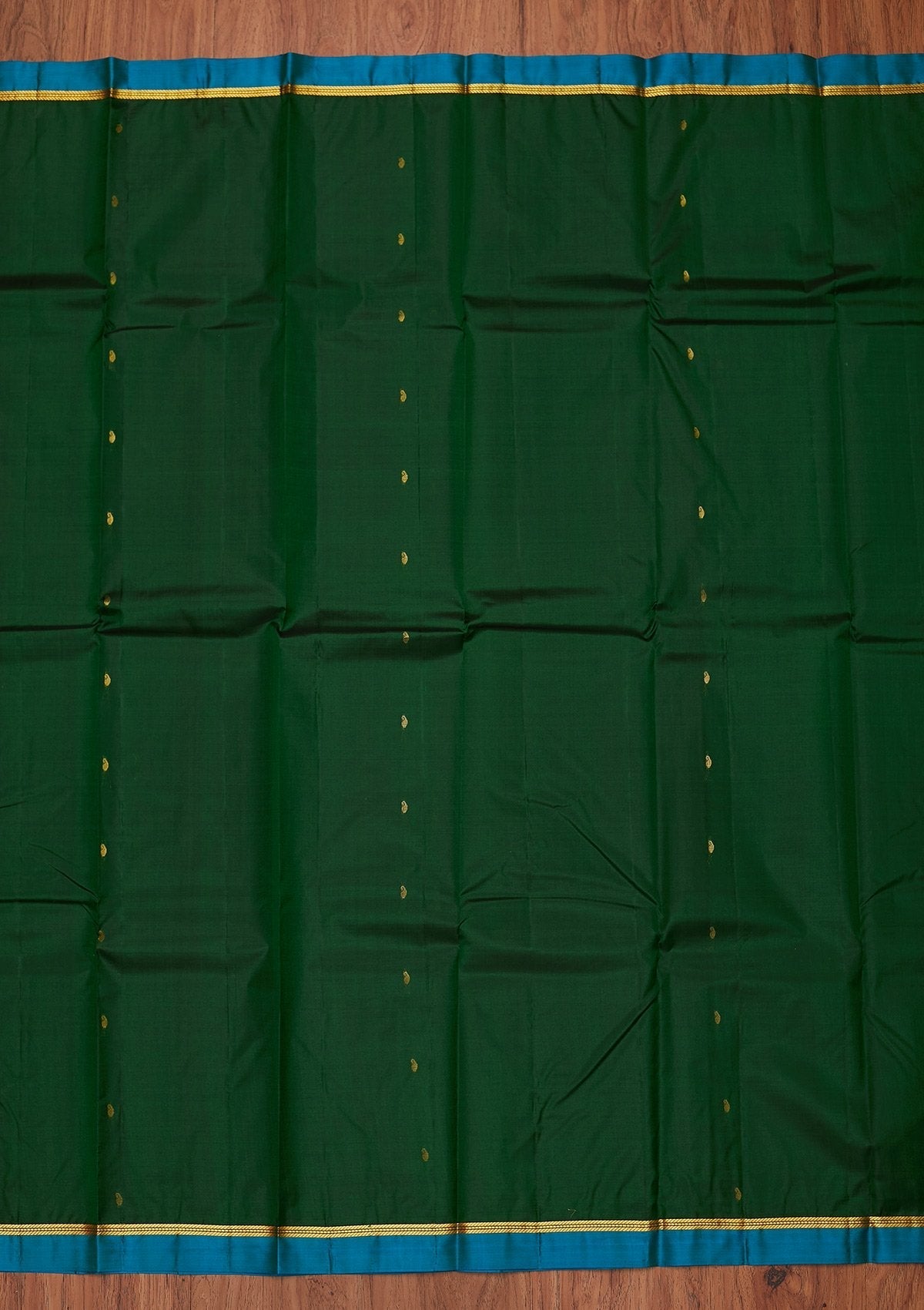 Bottle Green Zariwork Pure Silk Designer Unstitched Saree - Koskii