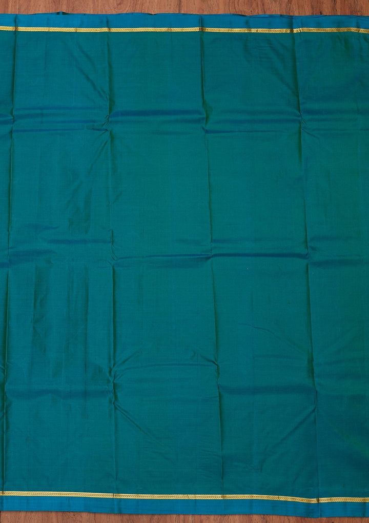 Bottle Green Zariwork Pure Silk Designer Unstitched Saree - Koskii
