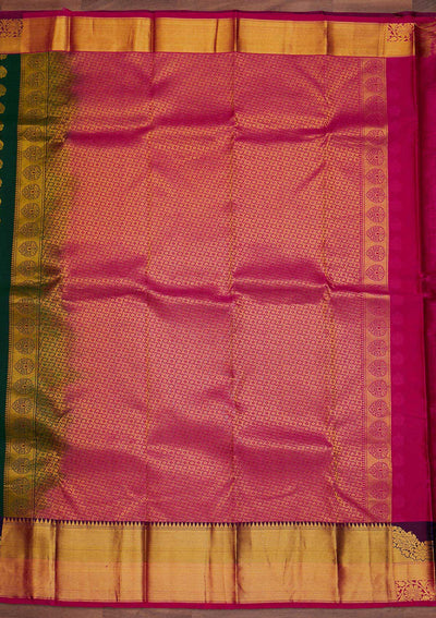 Bottle Green Zariwork Pure Silk Designer Saree - Koskii