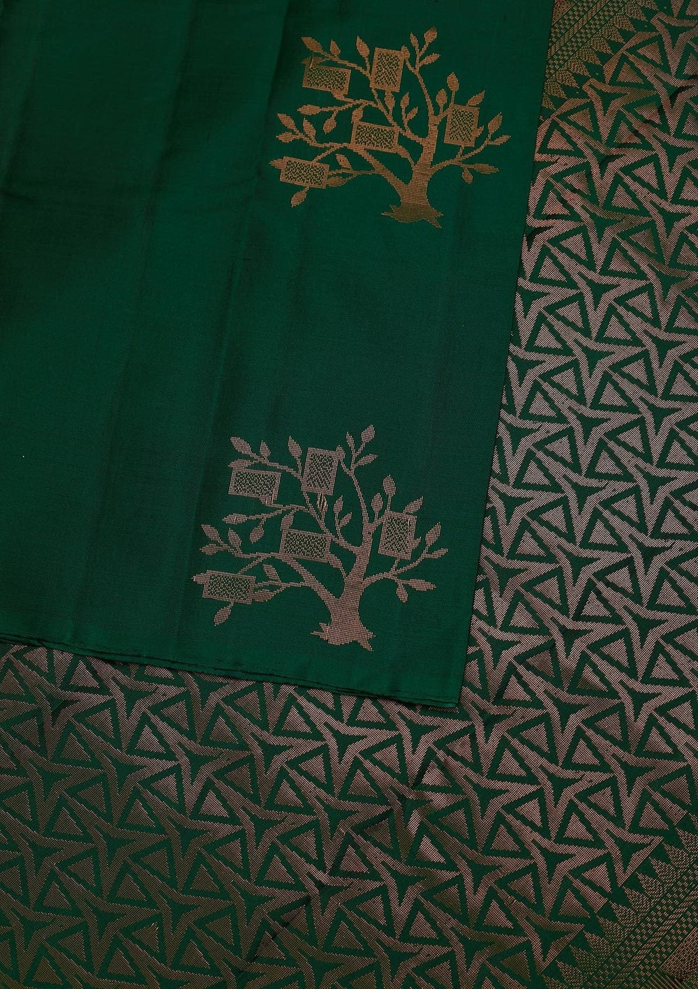 Bottle Green Zariwork Pure Silk Designer Saree - Koskii