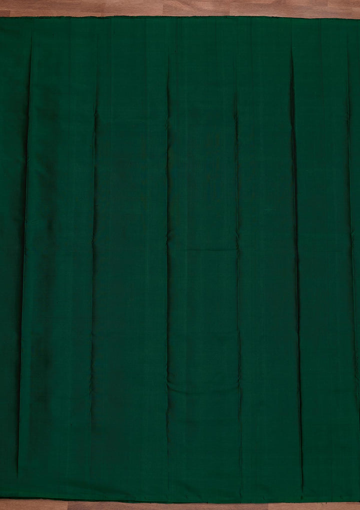Bottle Green Zariwork Pure Silk Designer Saree - Koskii