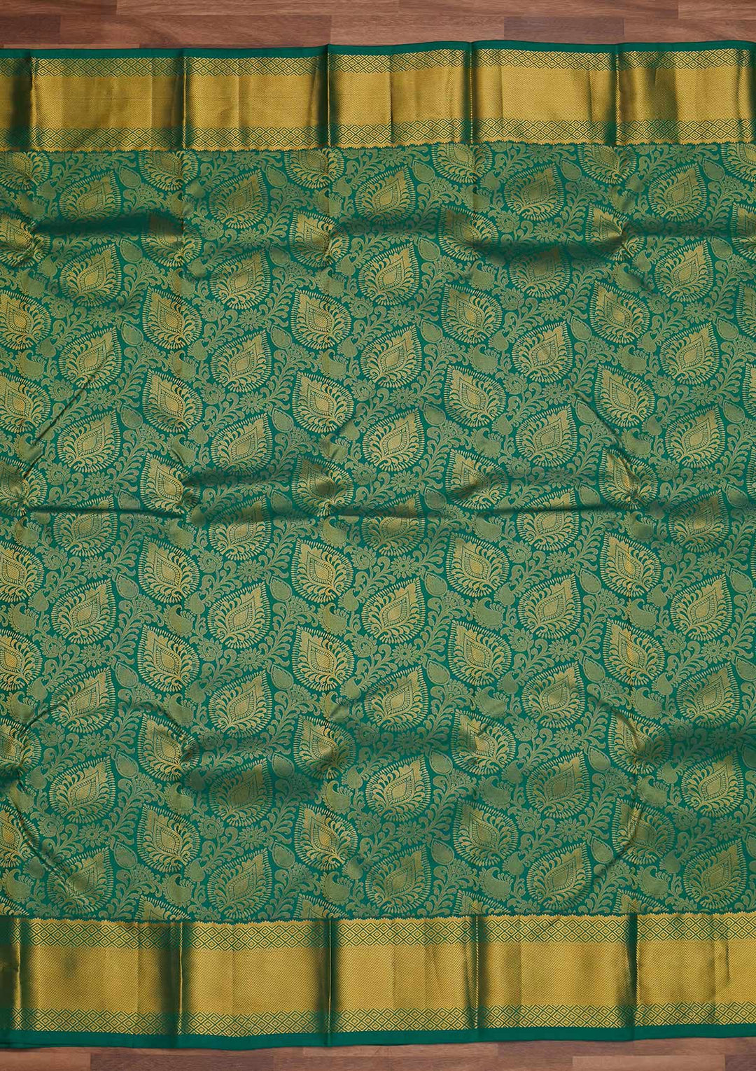 Bottle Green Zariwork Pure Silk Designer Saree - Koskii