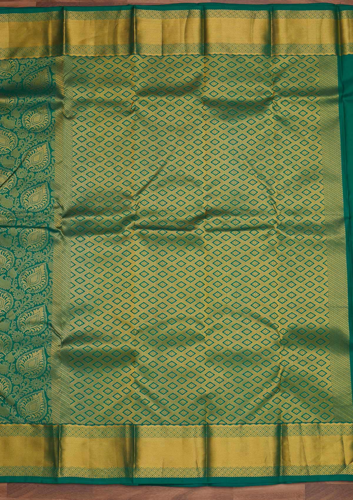 Bottle Green Zariwork Pure Silk Designer Saree - Koskii