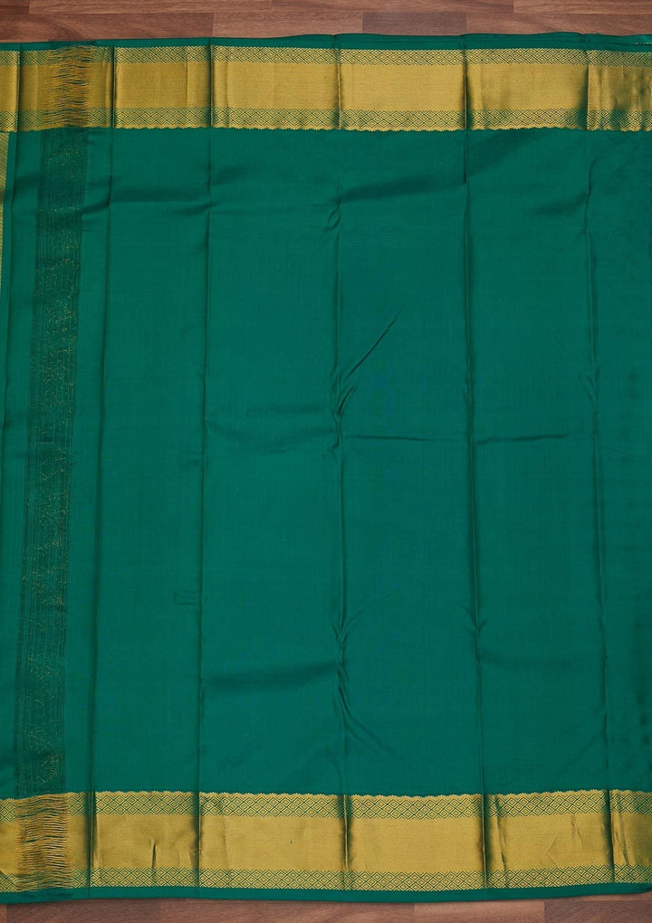 Bottle Green Zariwork Pure Silk Designer Saree - Koskii