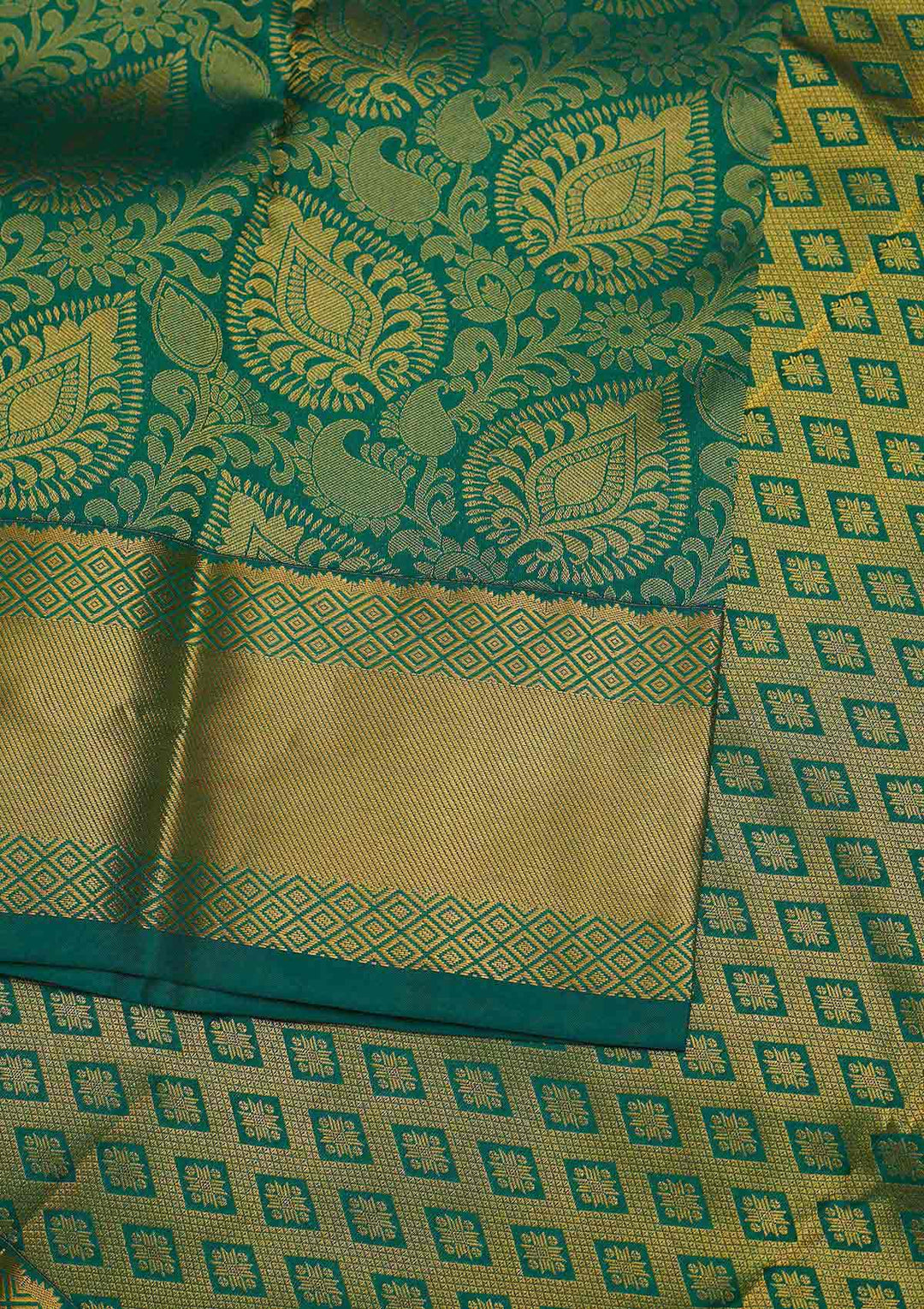 Bottle Green Zariwork Pure Silk Designer Saree - Koskii