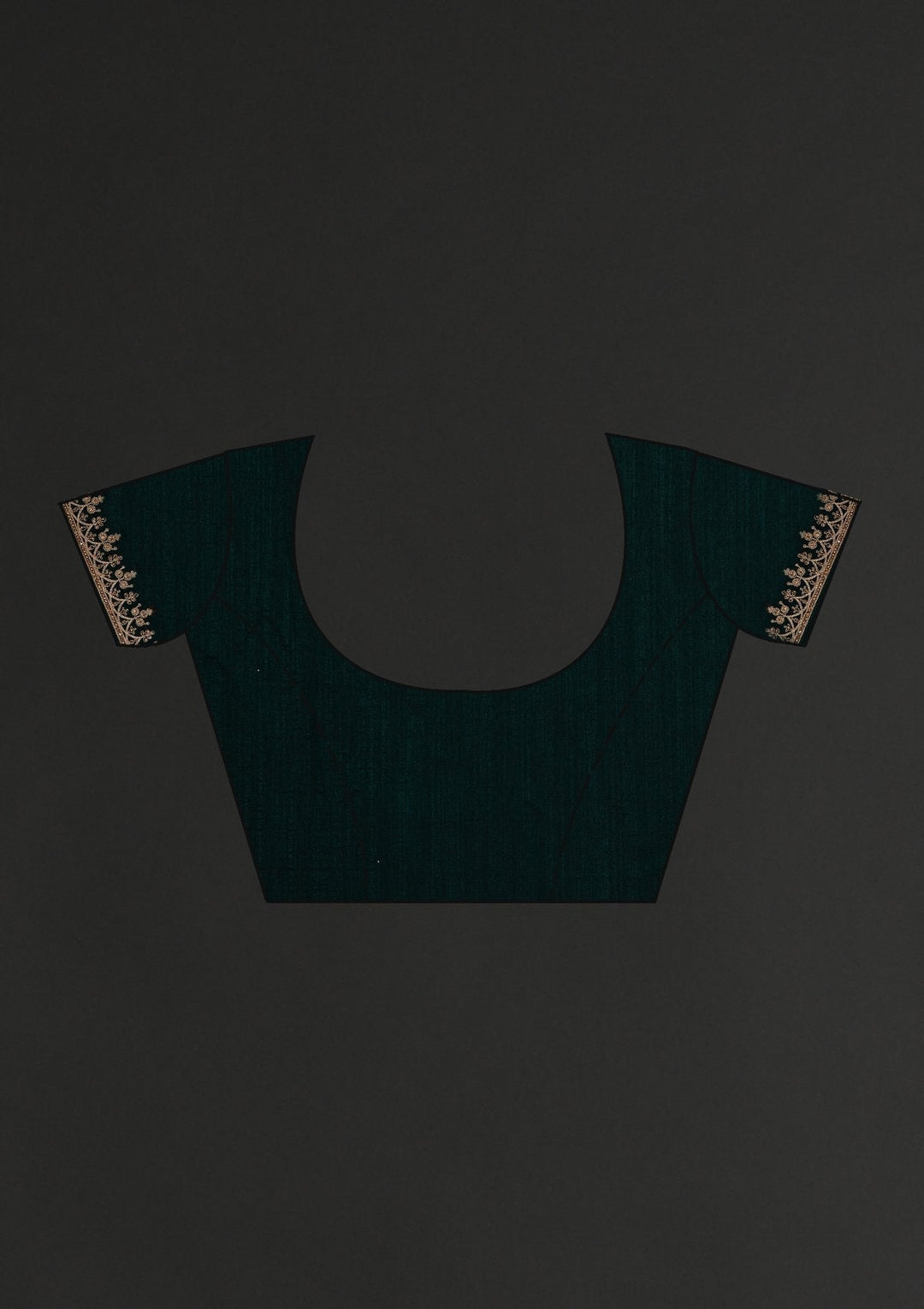 Bottle Green Zariwork Raw Silk Designer Saree - koskii