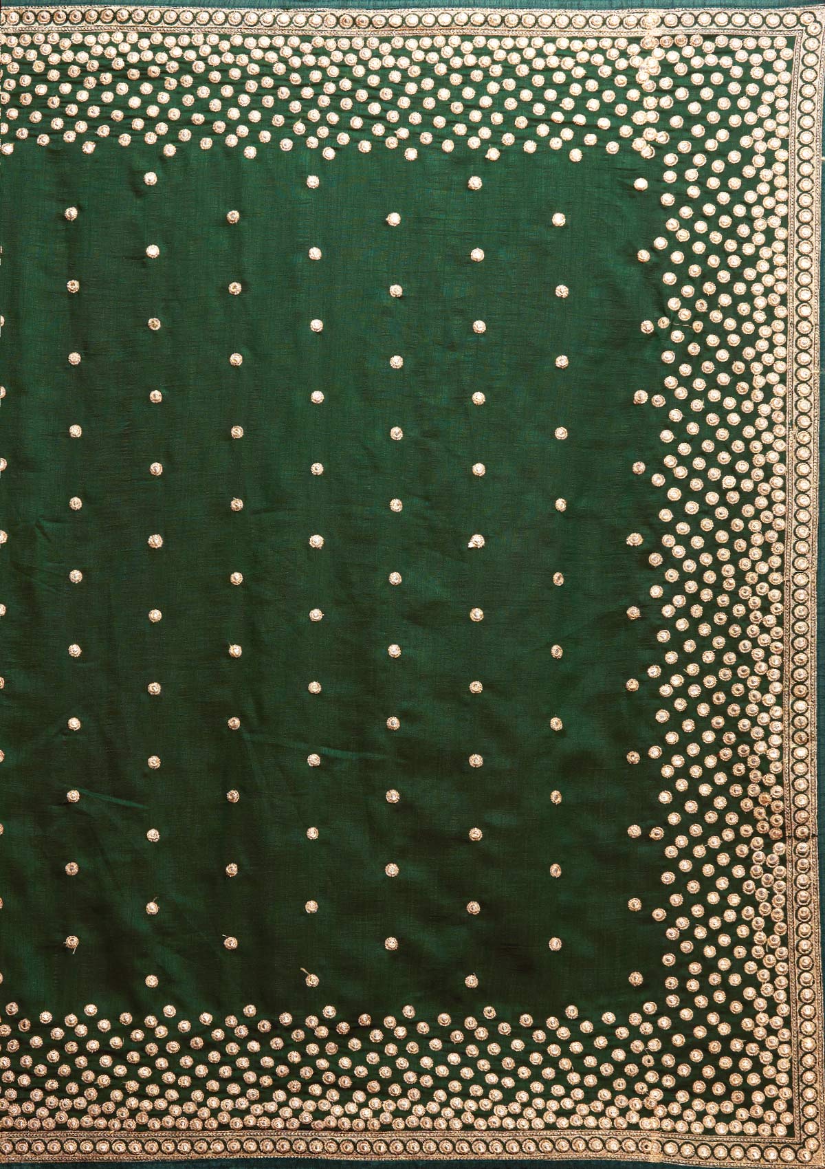 Bottle Green Zariwork Raw Silk Saree - Koskii