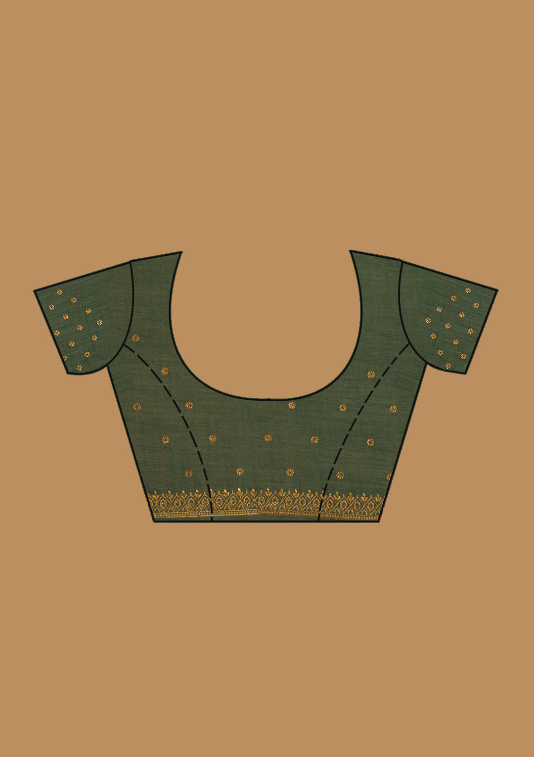 Bottle Green Zariwork Semi Crepe Designer Saree-Koskii