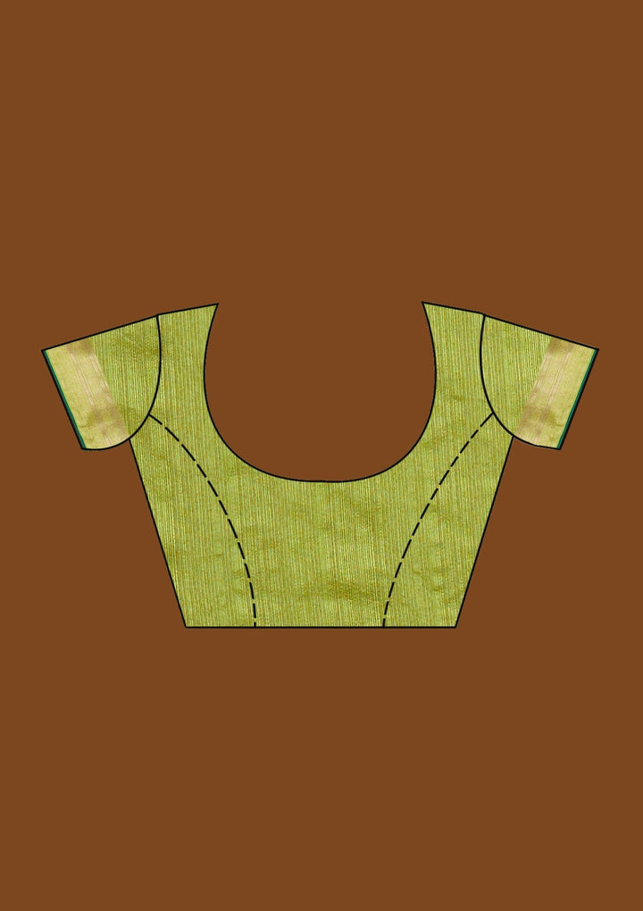 Bottle Green Zariwork Raw Silk Designer Saree - Koskii
