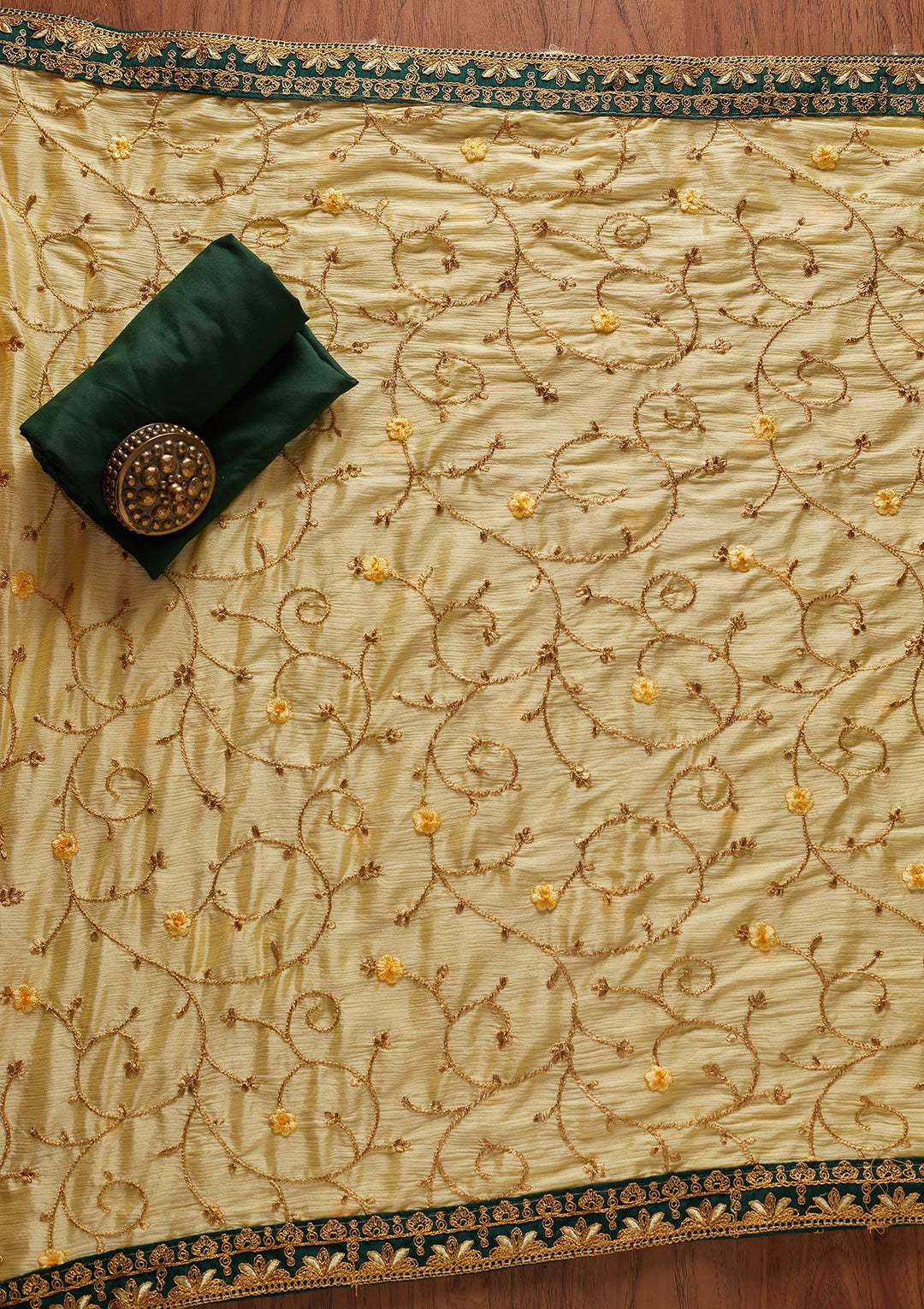Bottle Green Zariwork Semi Crepe Designer Semi-Stitched Salwar Suit - koskii