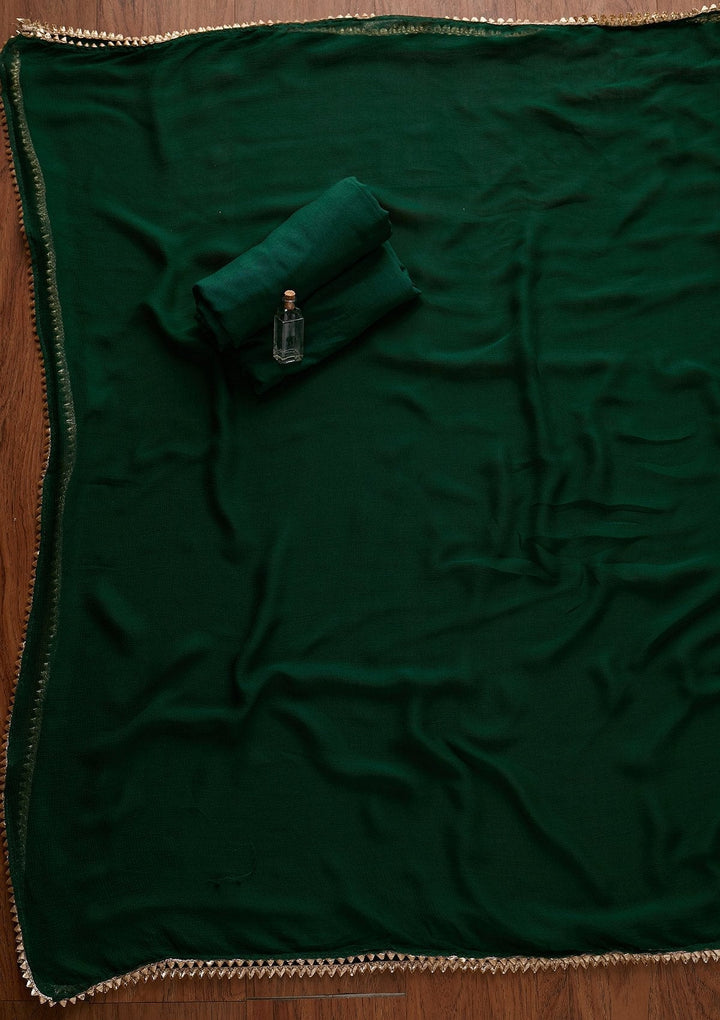 Bottle Green Zariwork Semi Crepe Designer Unstitched Salwar Suit - koskii