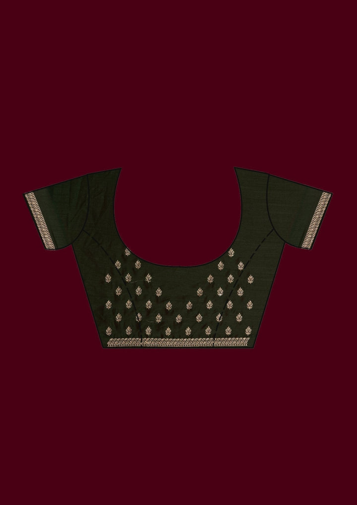 Bottle Green Zariwork Semi Crepe Designer Saree - Koskii