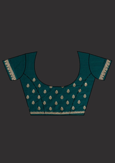 Bottle Green Zariwork Semi Crepe Designer Saree - koskii