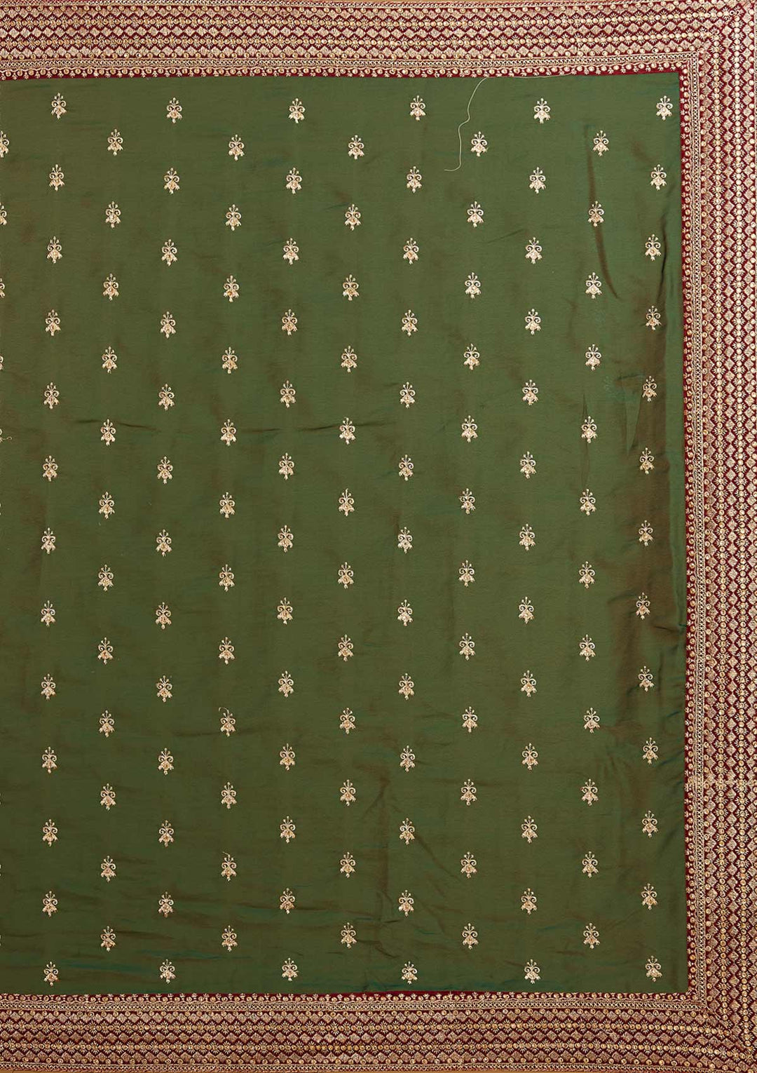 Bottle Green Zariwork Semi Crepe Designer Saree - Koskii