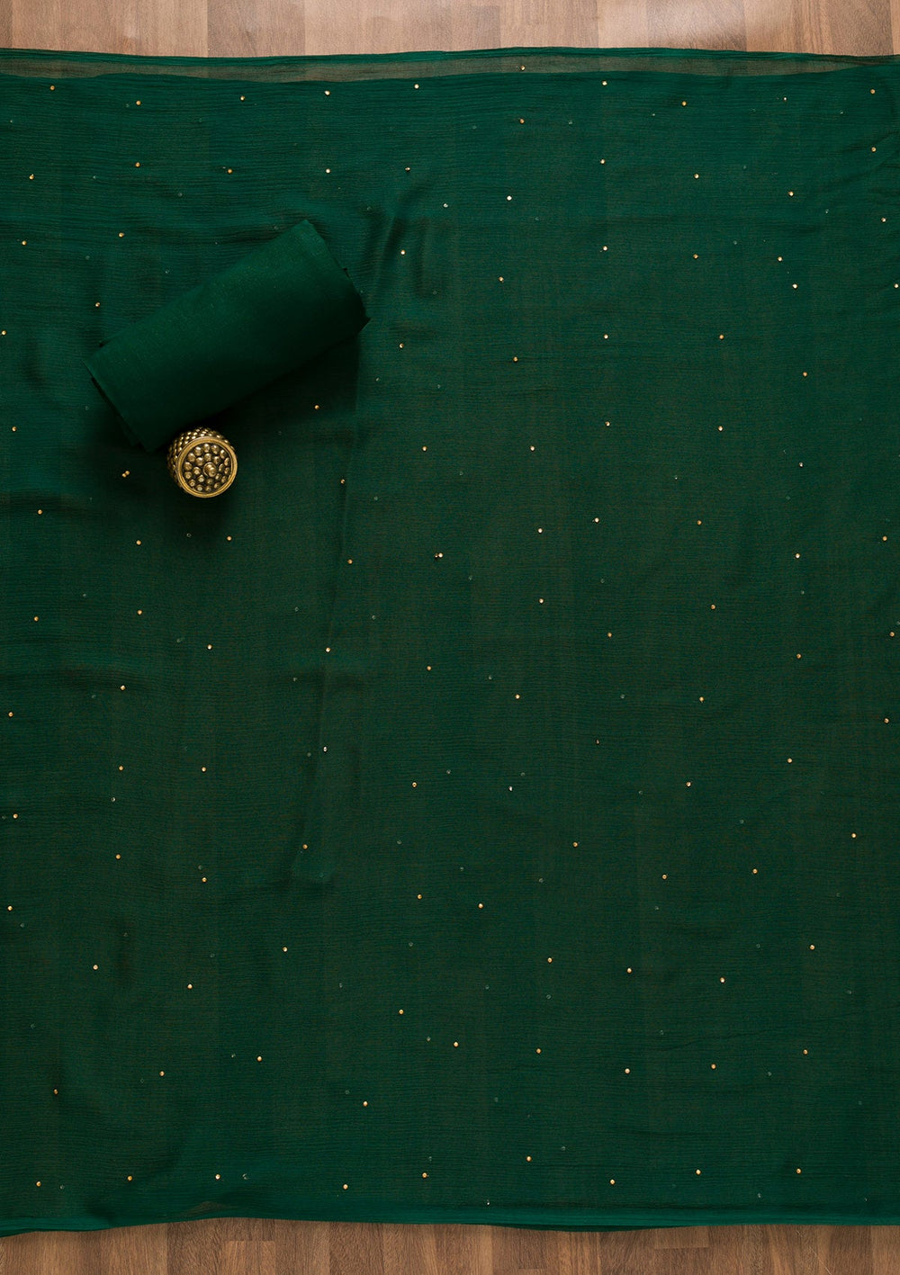 Bottle Green Stonework Crepe Unstitched Salwar Kameez-Koskii