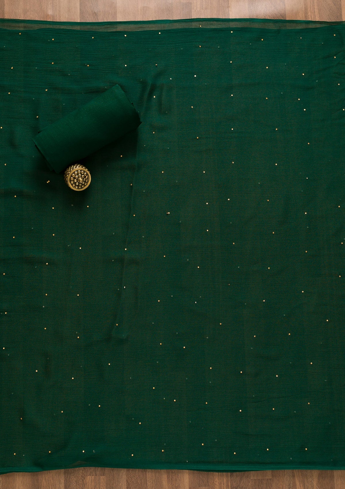 Bottle Green Stonework Crepe Unstitched Salwar Kameez-Koskii