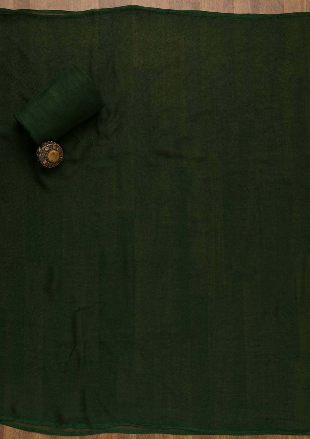 Bottle Green Swarovski Semi Crepe Unstitched Salwar Kameez-Koskii