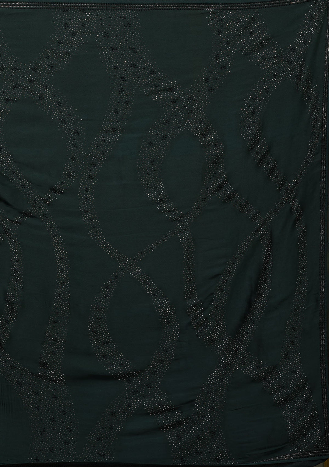 Bottle Green Swarovski Semi Crepe Saree-Koskii