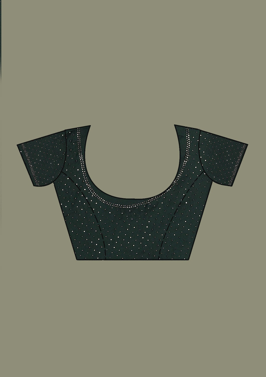 Bottle Green Swarovski Semi Crepe Saree-Koskii