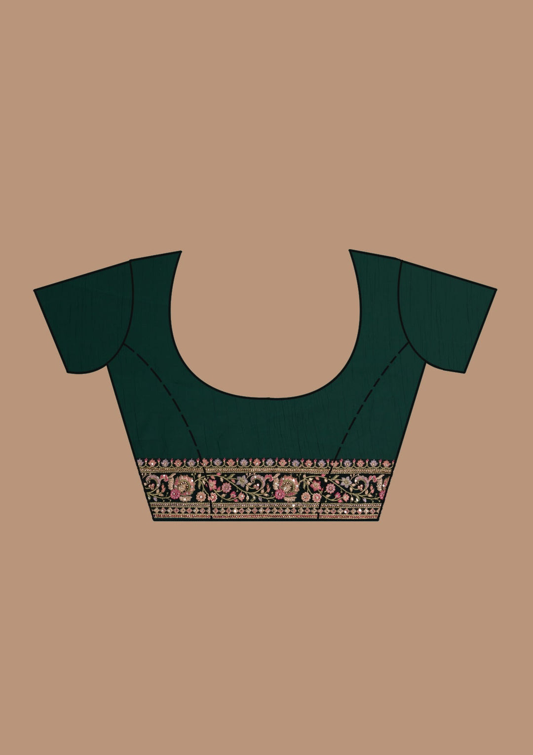 Bottle Green Threadwork Georgette Saree-Koskii