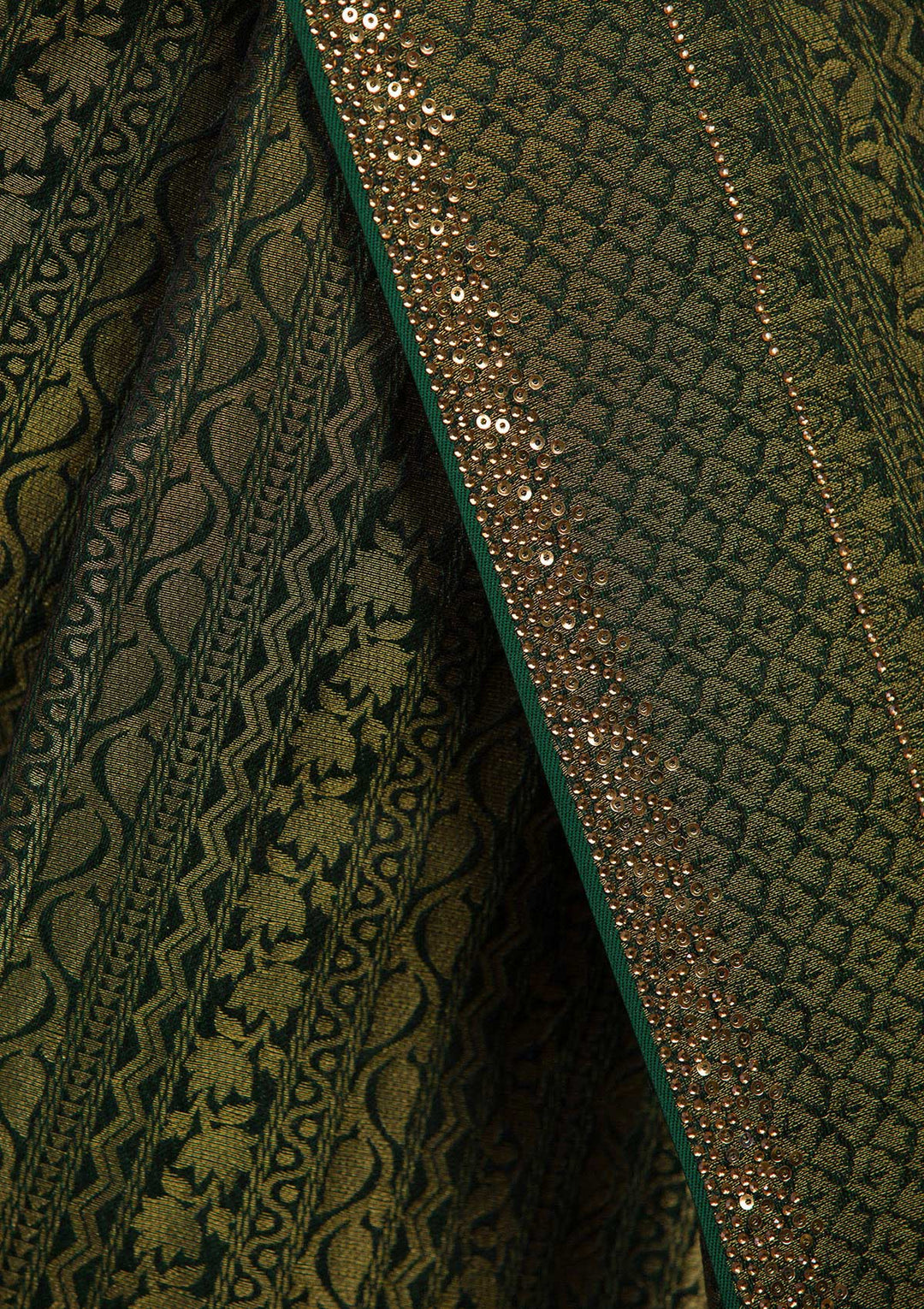 Bottle Green Zariwork Art Silk Saree-Koskii