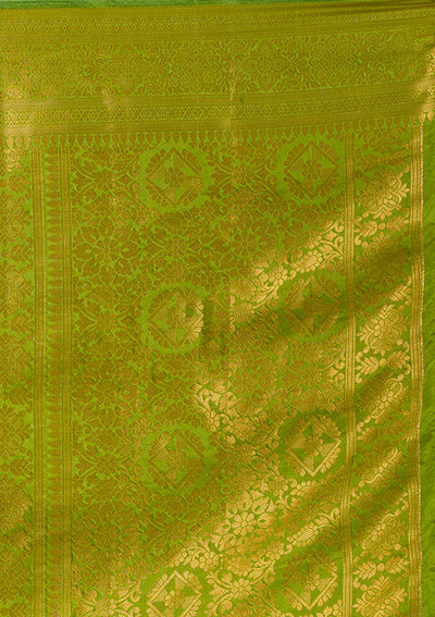 Bottle Green Zariwork Banarasi Saree-Koskii