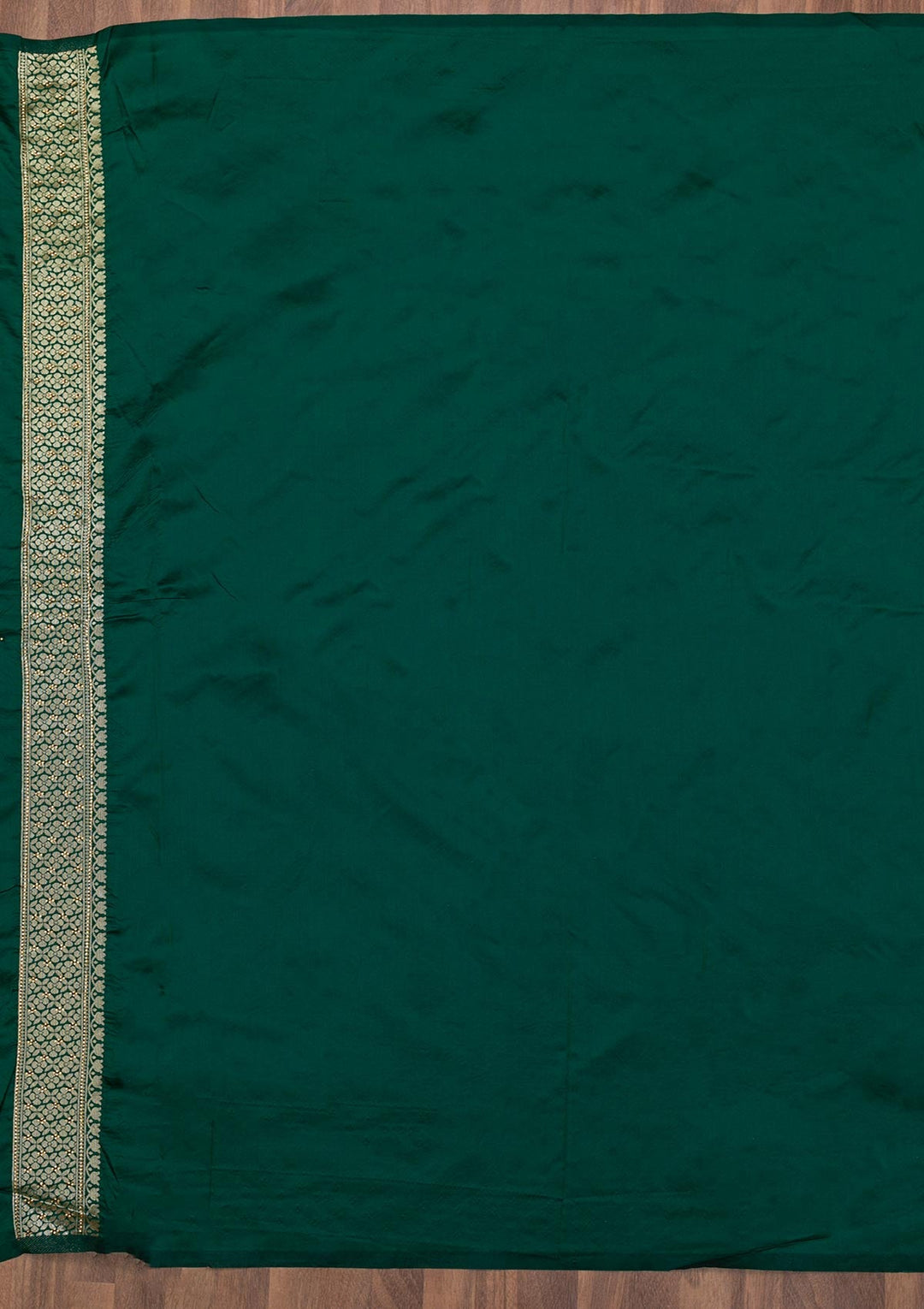 Bottle Green Zariwork Raw Silk Saree-Koskii
