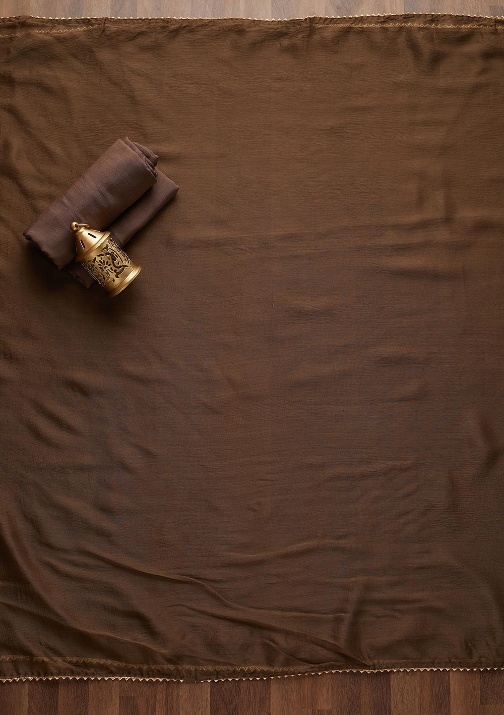 Brown Sequins Georgette Semi-Stitched Salwar Suit - Koskii