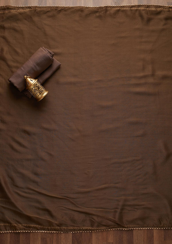 Brown Sequins Georgette Semi-Stitched Salwar Suit - Koskii