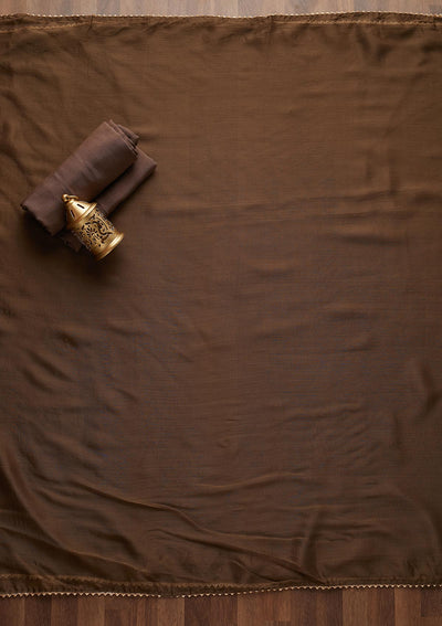 Brown Sequins Georgette Semi-Stitched Salwar Suit - Koskii