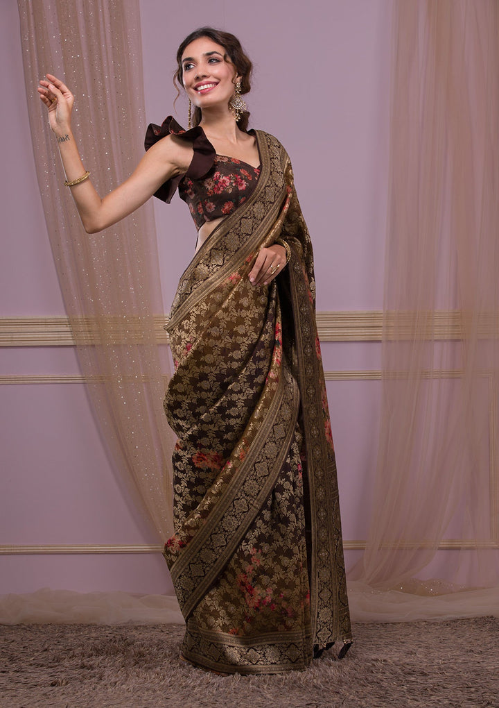 Sky Blue Stonework Georgette Designer Saree-Koskii